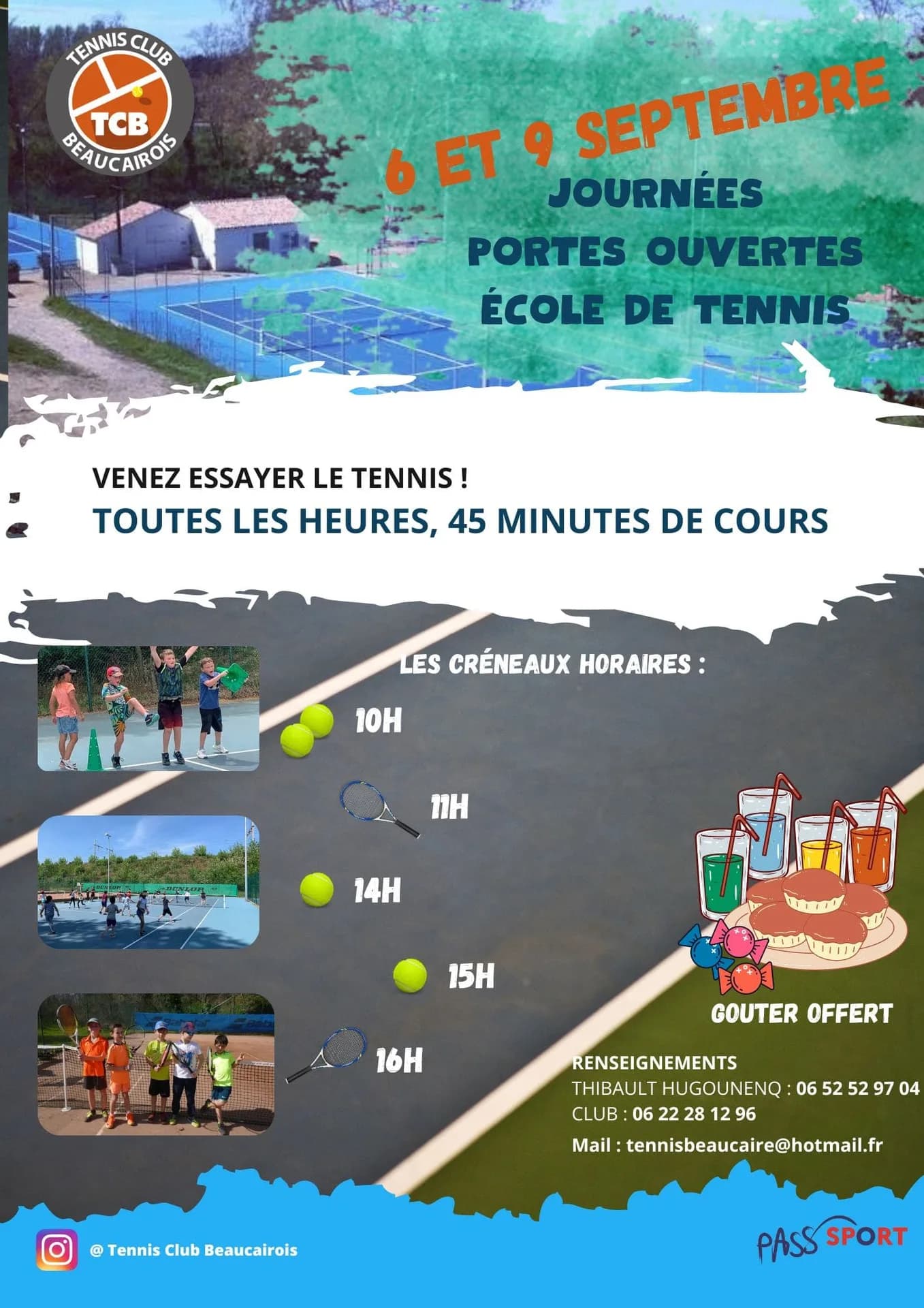 Affiche des journées portes ouvertes du Tennis Club Beaucairois