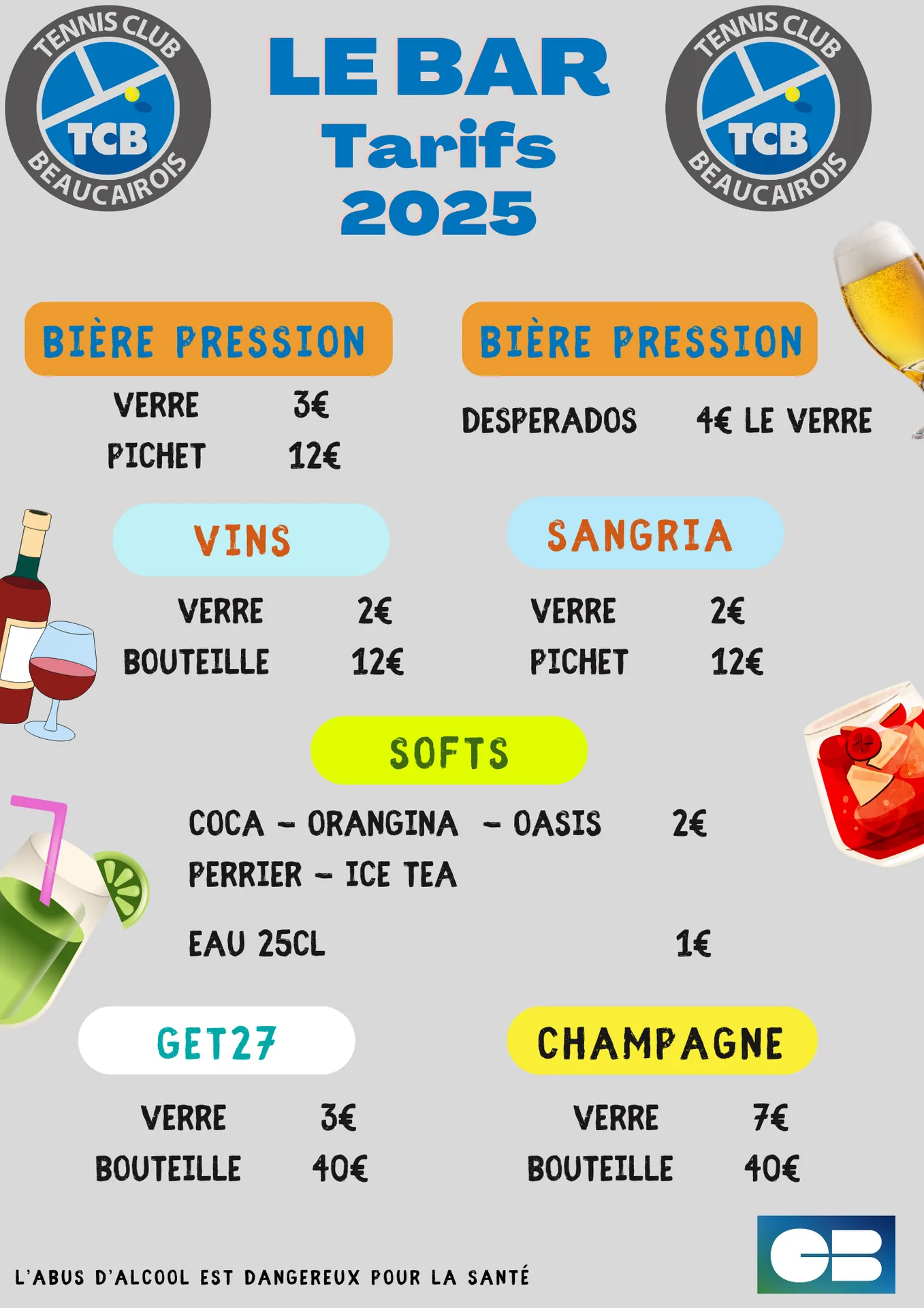Tarifs de la bodega 2025